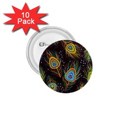 Pattern Feather Peacock 1 75  Buttons (10 Pack)