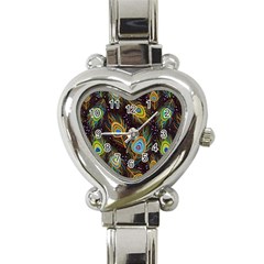 Pattern Feather Peacock Heart Italian Charm Watch