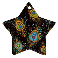 Pattern Feather Peacock Star Ornament (two Sides)