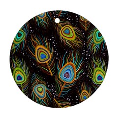 Pattern Feather Peacock Round Ornament (two Sides)