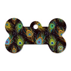 Pattern Feather Peacock Dog Tag Bone (two Sides)