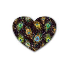 Pattern Feather Peacock Rubber Coaster (heart)