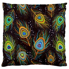 Pattern Feather Peacock Standard Premium Plush Fleece Cushion Case (two Sides)