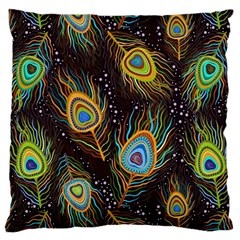 Pattern Feather Peacock Large Premium Plush Fleece Cushion Case (two Sides)