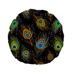 Pattern Feather Peacock Standard 15  Premium Flano Round Cushions