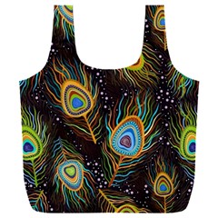 Pattern Feather Peacock Full Print Recycle Bag (xxxl) by Wav3s