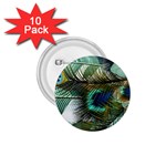 Peacock Feathers Blue Green Texture 1.75  Buttons (10 pack) Front
