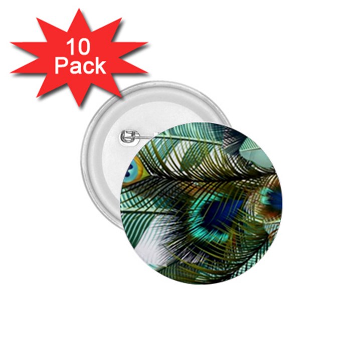 Peacock Feathers Blue Green Texture 1.75  Buttons (10 pack)