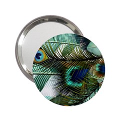 Peacock Feathers Blue Green Texture 2 25  Handbag Mirrors