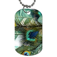 Peacock Feathers Blue Green Texture Dog Tag (one Side)