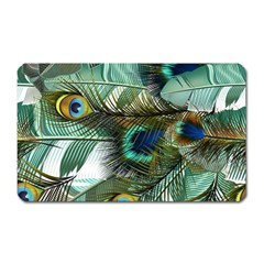 Peacock Feathers Blue Green Texture Magnet (rectangular)