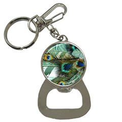 Peacock Feathers Blue Green Texture Bottle Opener Key Chain