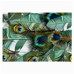 Peacock Feathers Blue Green Texture Large Glasses Cloth Front