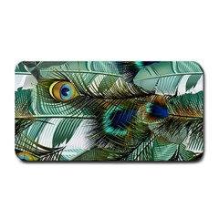 Peacock Feathers Blue Green Texture Medium Bar Mat