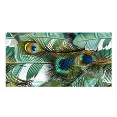 Peacock Feathers Blue Green Texture Satin Shawl 45  X 80  by Wav3s