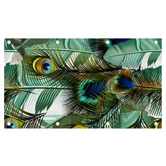 Peacock Feathers Blue Green Texture Banner And Sign 7  X 4  by Wav3s