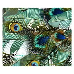 Peacock Feathers Blue Green Texture Premium Plush Fleece Blanket (small) by Wav3s