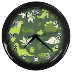 Cute Dinosaur Pattern Wall Clock (black)