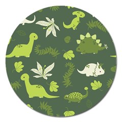 Cute Dinosaur Pattern Magnet 5  (round)
