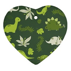 Cute Dinosaur Pattern Heart Ornament (two Sides)