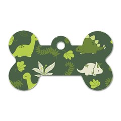 Cute Dinosaur Pattern Dog Tag Bone (one Side)