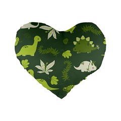 Cute Dinosaur Pattern Standard 16  Premium Flano Heart Shape Cushions
