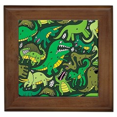 Dino Kawaii Framed Tile