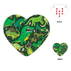 Dino Kawaii Playing Cards Single Design (heart) by Wav3s