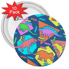 Dinosaur Pattern 3  Buttons (10 Pack) 