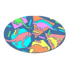 Dinosaur Pattern Oval Magnet by Wav3s