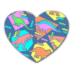 Dinosaur Pattern Heart Mousepad