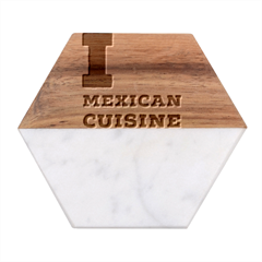 I Love Mexican Cuisine Marble Wood Coaster (hexagon)  by ilovewhateva