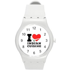 I Love Indian Cuisine Round Plastic Sport Watch (m) by ilovewhateva