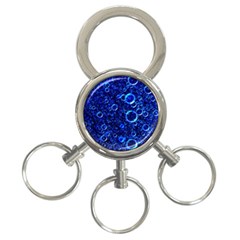 Blue Bubbles Abstract 3-ring Key Chain