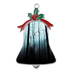 Tree Night Dark Forest Metal Holly Leaf Bell Ornament by Vaneshop