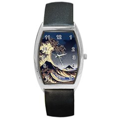 The Great Wave Off Kanagawa Japanese Waves Barrel Style Metal Watch by Vaneshop
