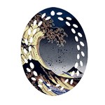 The Great Wave Off Kanagawa Japanese Waves Ornament (Oval Filigree) Front