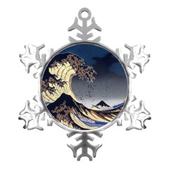 The Great Wave Off Kanagawa Japanese Waves Metal Small Snowflake Ornament by Vaneshop