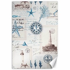 Nautical Lighthouse Vintage Postcard French Writing Canvas 20  X 30  by Vaneshop