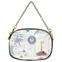 Nautical Lighthouse Vintage Postcard French Writing Chain Purse (one Side) by Vaneshop