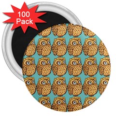 Owl Bird Pattern 3  Magnets (100 Pack) by Vaneshop