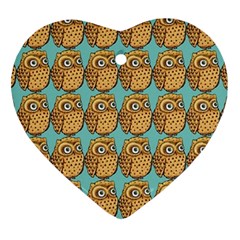 Owl Bird Pattern Heart Ornament (two Sides) by Vaneshop