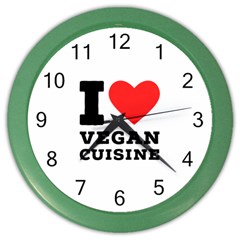 I Love Vegan Cuisine Color Wall Clock by ilovewhateva