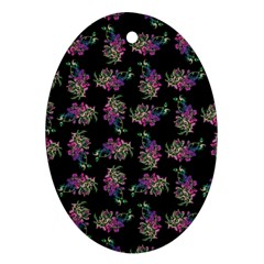 Midnight Noir Garden Chic Pattern Ornament (oval) by dflcprintsclothing