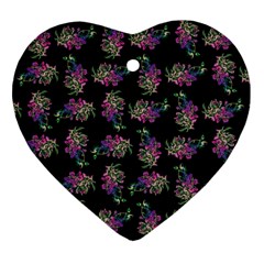 Midnight Noir Garden Chic Pattern Heart Ornament (two Sides) by dflcprintsclothing