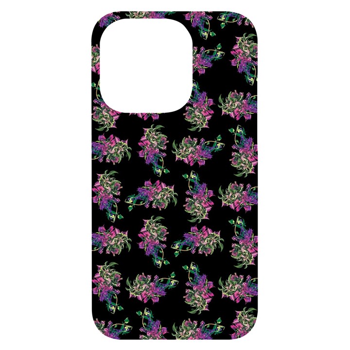 Midnight Noir Garden Chic Pattern iPhone 14 Pro Black UV Print Case