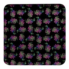 Midnight Noir Garden Chic Pattern Square Glass Fridge Magnet (4 Pack) by dflcprintsclothing