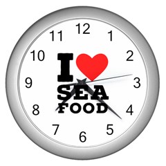 I love sea food Wall Clock (Silver)