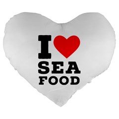 I love sea food Large 19  Premium Flano Heart Shape Cushions
