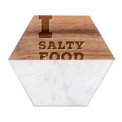 I love salty food Marble Wood Coaster (Hexagon) 